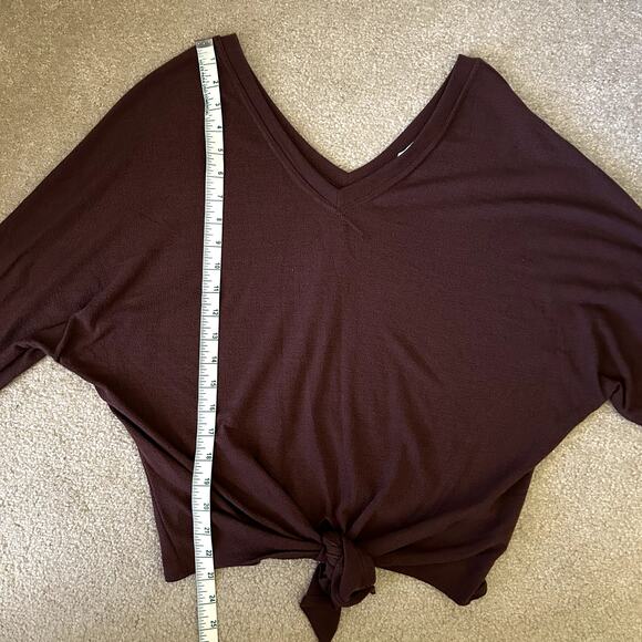 Six/Fifty Women´s Long Sleeve Relaxed Fit Front tie Maroon Brown Blouse Size M - Picture 8 of 10